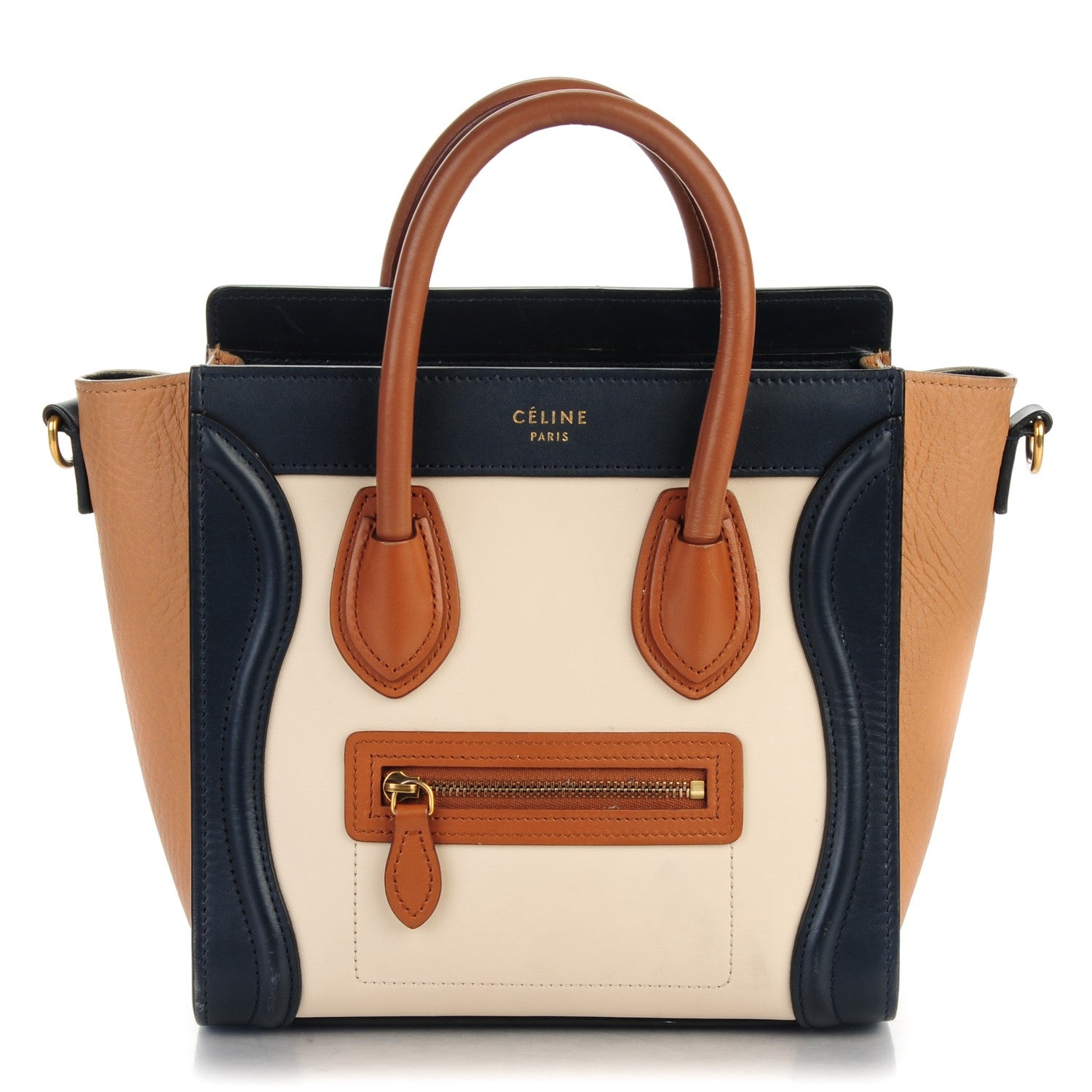 Celine Satin Drummed Calfskin Nano Tri-Color Luggage Seashell 1 of 8