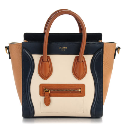 Celine Satin Drummed Calfskin Nano Tri-Color Luggage Seashell 1 of 8