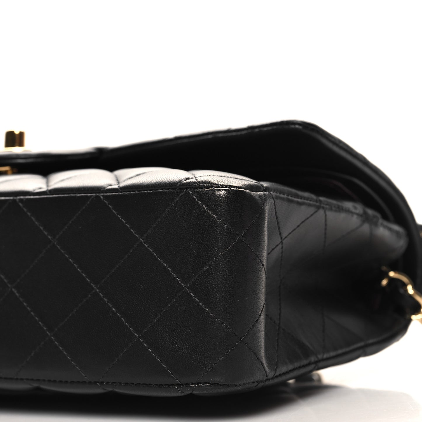 Lambskin Quilted Medium Double Flap Black