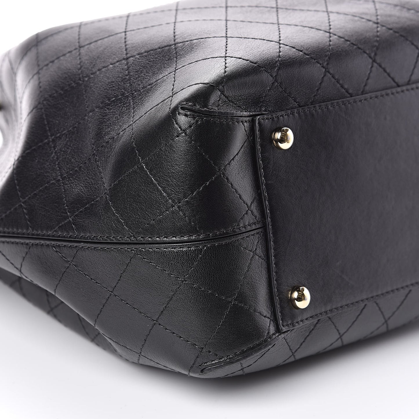 Calfskin Stitched Drawstring Bag Black