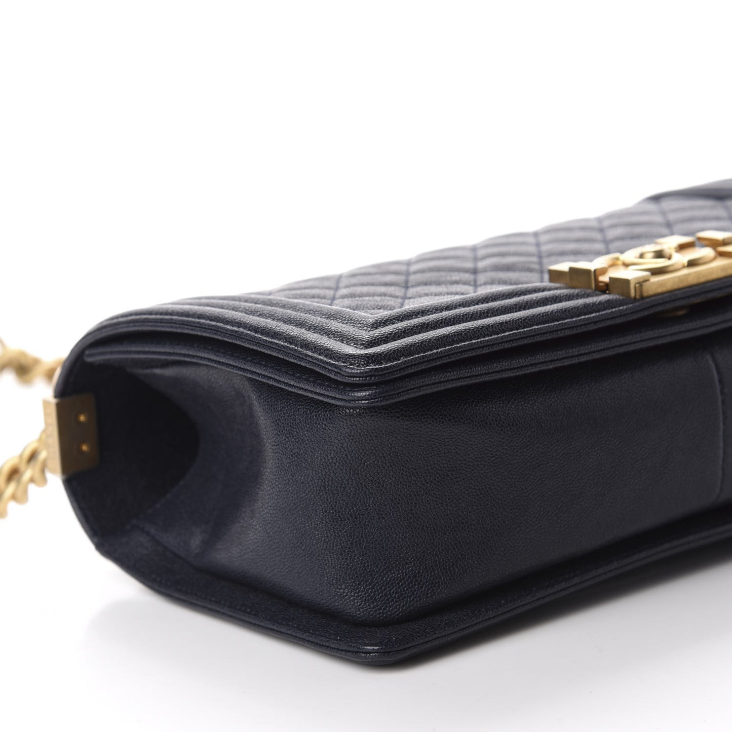 Caviar Quilted Medium Boy Flap Dark Blue