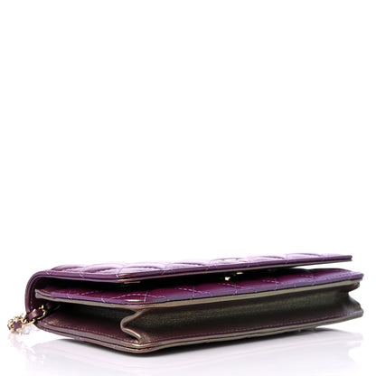 Chanel Iridescent Lambskin Quilted Wallet On Chain WOC Purple 3 of 10