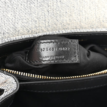 Saint Laurent Denim Y Quilted Monogram Toy Loulou Crossbody Bag Grey 7 of 11