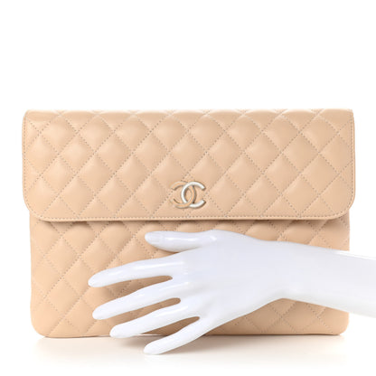 Chanel Lambskin Quilted Flap Clutch Beige 2 of 10