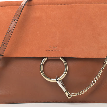 Chloe Suede Calfskin Medium Faye Shoulder Bag Tobacco 8 of 14