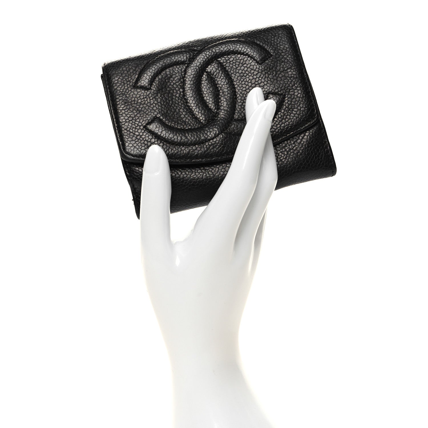 Chanel Caviar Timeless CC Compact French Wallet Black 2 of 13