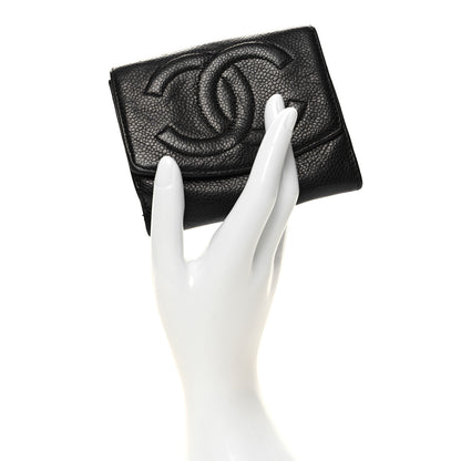 Chanel Caviar Timeless CC Compact French Wallet Black 2 of 13