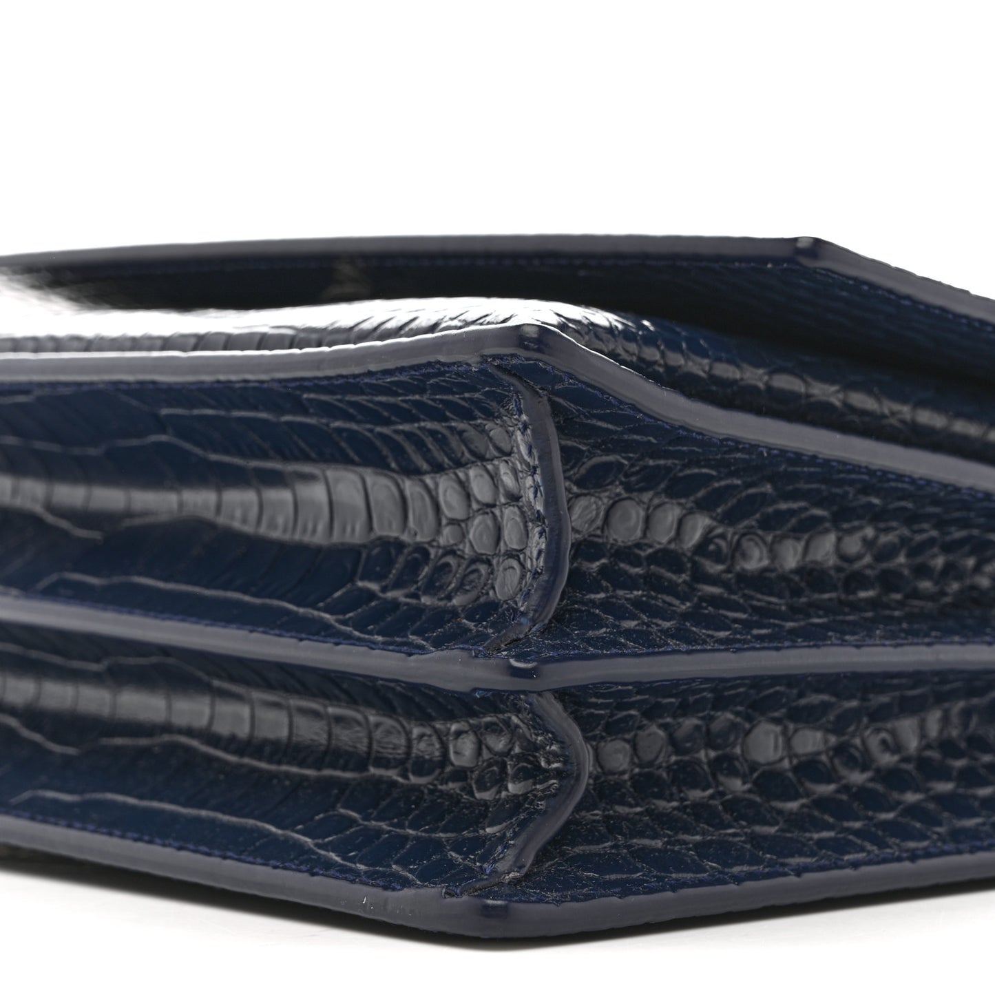 Calfskin Crocodile Embossed Medium Monogram Sunset Navy