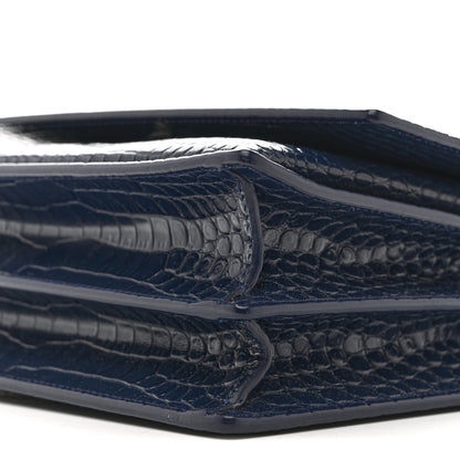 Saint Laurent Calfskin Crocodile Embossed Medium Monogram Sunset Navy 10 of 12