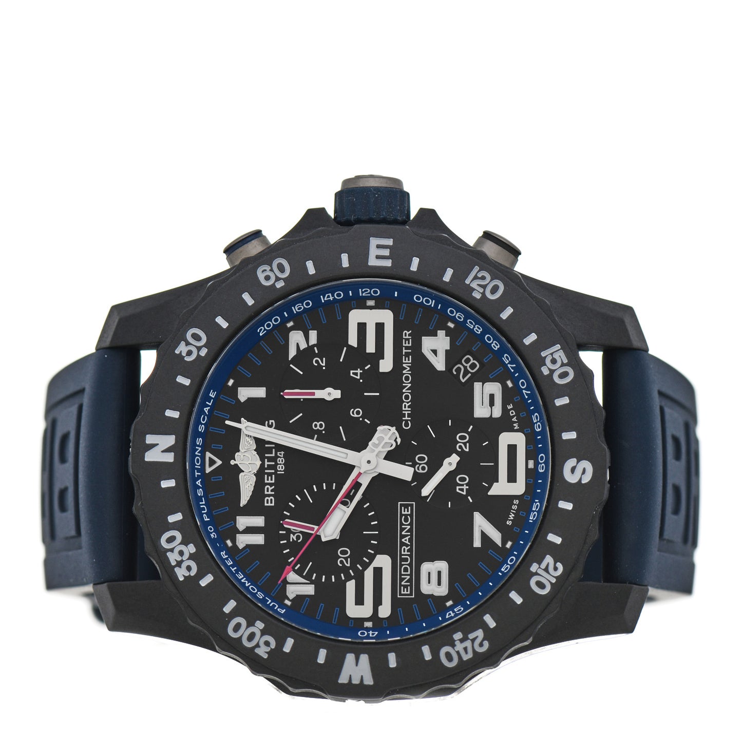 Breitlight Rubber 44mm Endurance Pro Chronograph Quartz Watch Black X82310