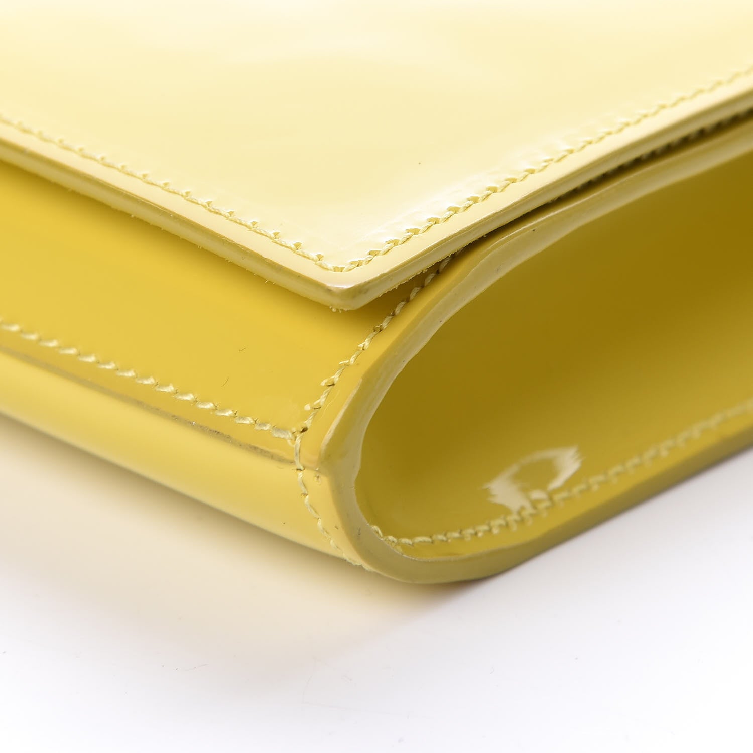 Saint Laurent Patent Calfskin Large Belle De Jour Clutch Yellow 7 of 11