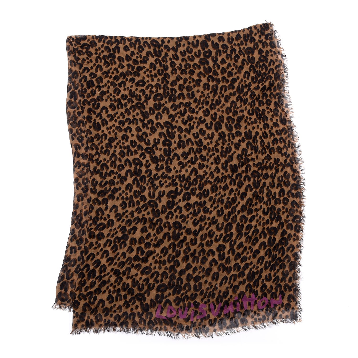 Louis Vuitton Cashmere Silk Leopard Etole Stole Marron 2 of 5