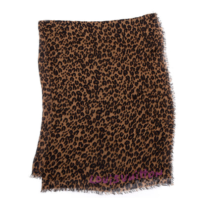 Louis Vuitton Cashmere Silk Leopard Etole Stole Marron 2 of 5