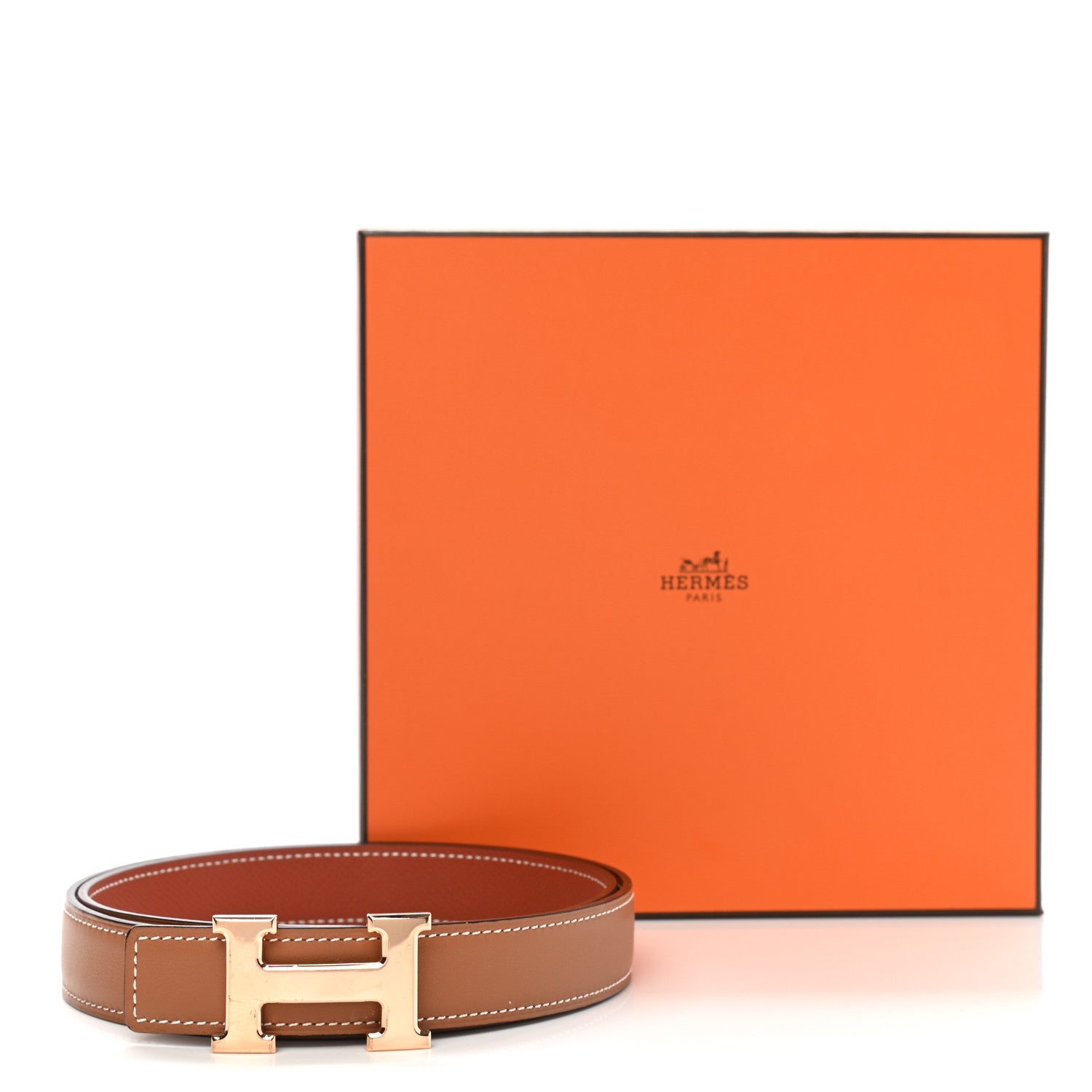 Hermes Swift Epsom 24mm H Belt 80 Gold Brique 8 of 8