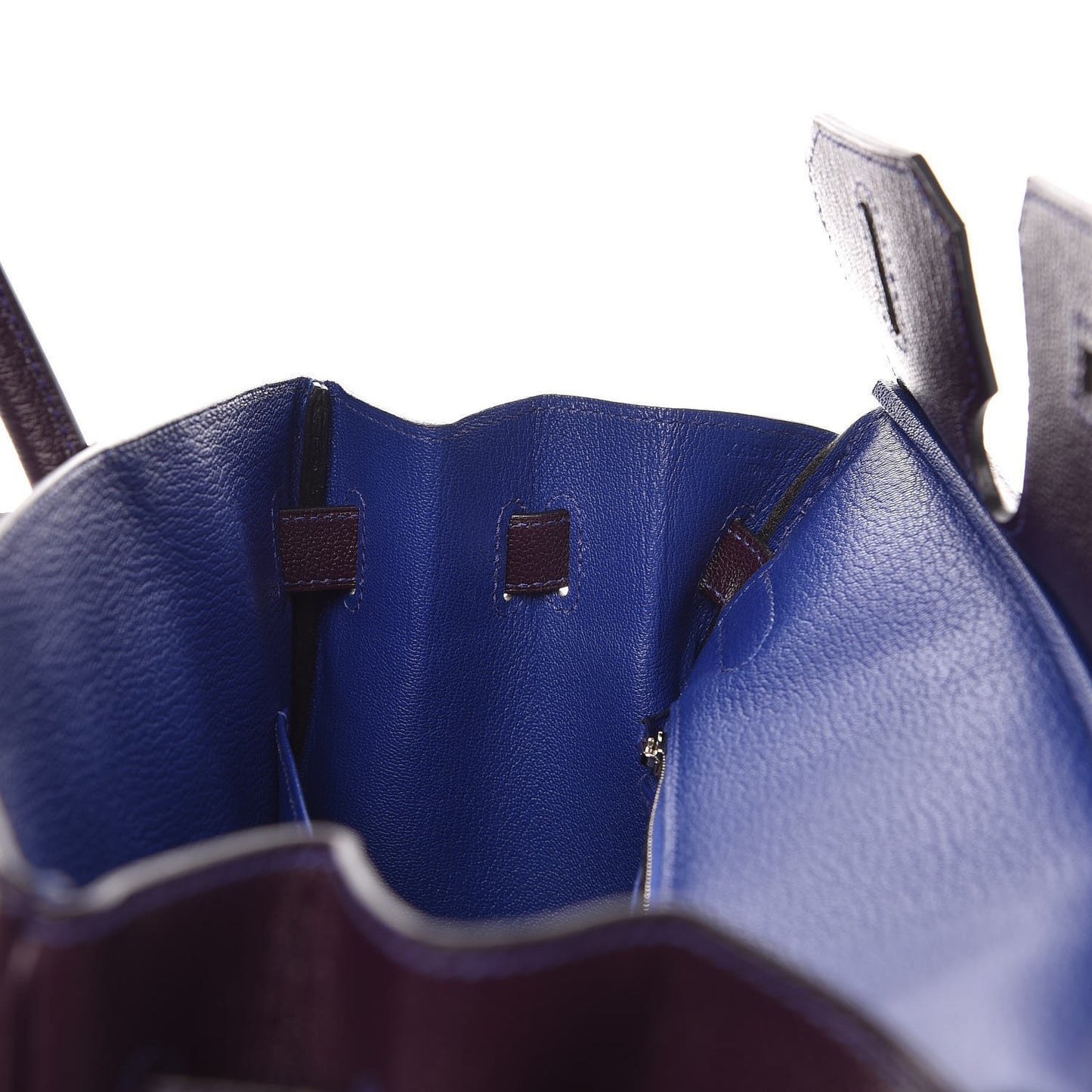 Chevre Mysore Bi-Color Horseshoe Birkin 30 Raisin Bleu Electrique