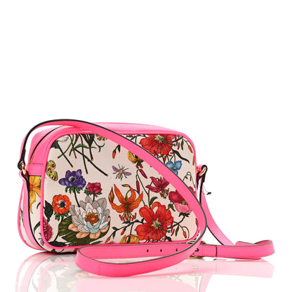 Gucci Canvas Flora Floral Shoulder Bag White Fuchsia Fluo 3 of 10