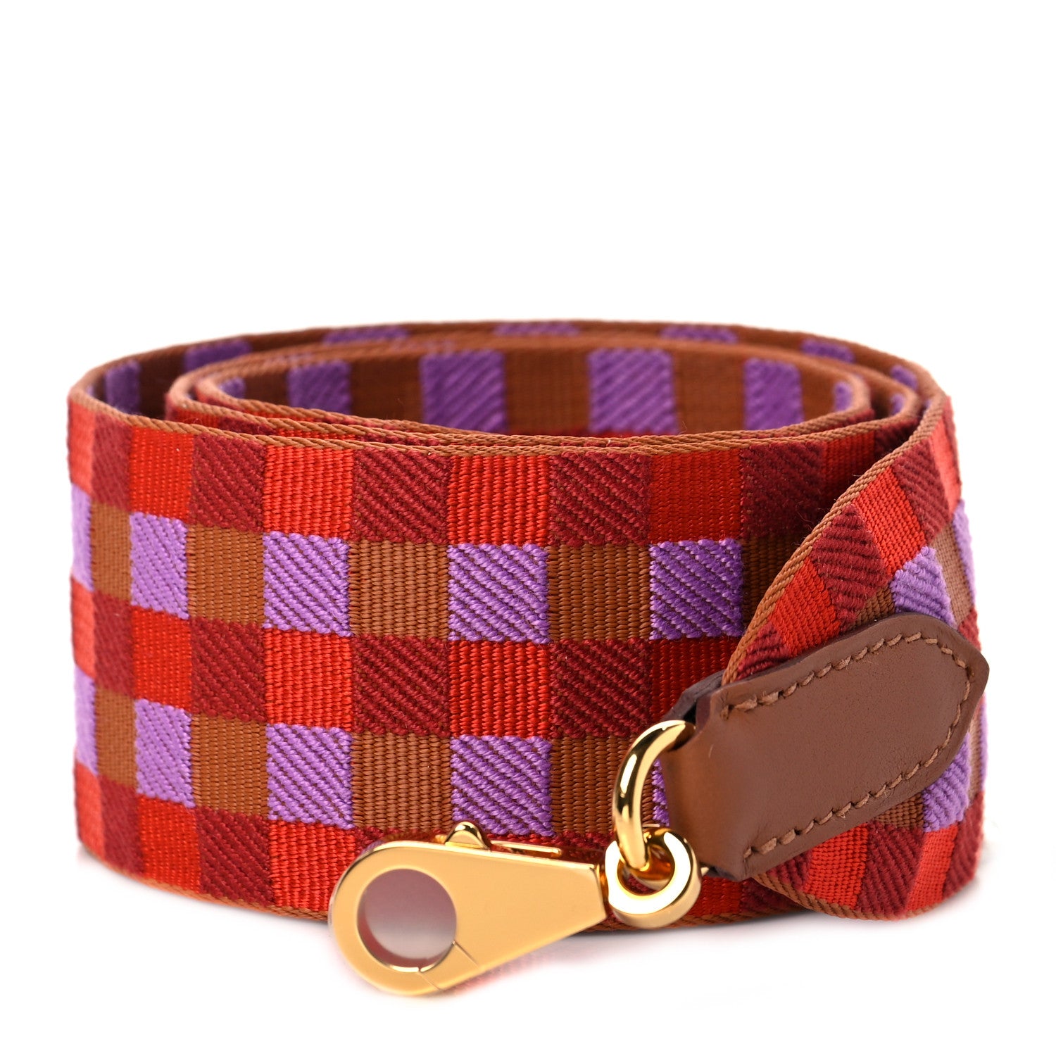 Hermes Toile Taurillon Clemence 50mm Maxi Quadrille Shoulder Strap Capucine Parme Rouge Duchess Gold 1 of 4