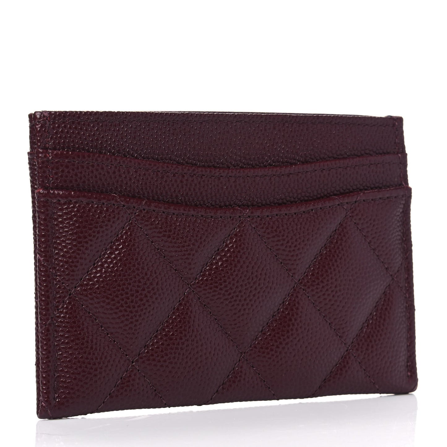 Caviar Quilted Card Holder Burgundy