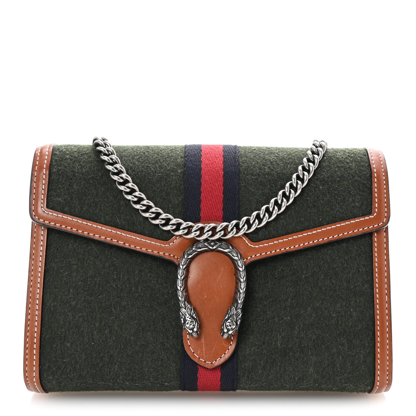 Loden Fabric Cuoio Harness Web Mini Dionysus Chain Wallet Underwood Harness Brown