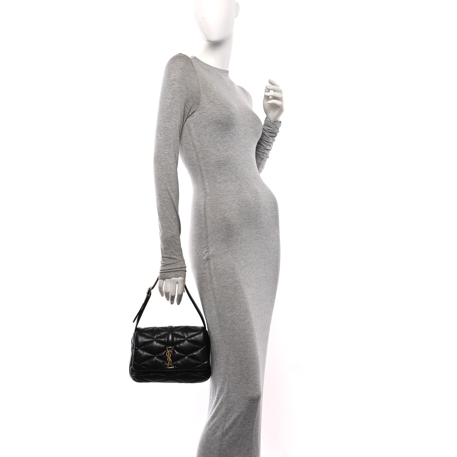 Saint Laurent Lambskin Quilted Le 57 Diamond Shoulder Bag Black 2 of 10