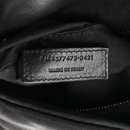 Saint Laurent Lambskin Quilted Monogram Monochrome Medium Loulou Puffer Chain Satchel Black 9 of 12