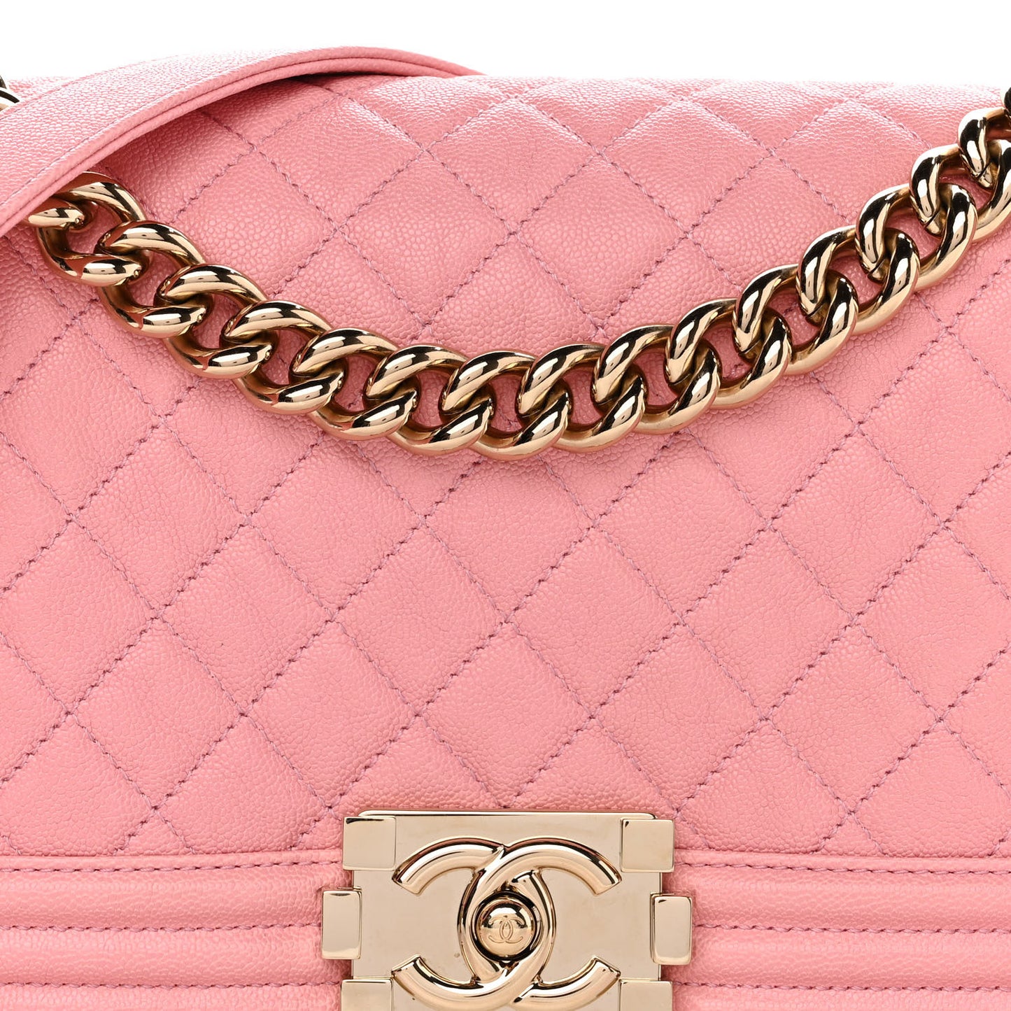 Caviar Quilted Medium Boy Flap Light Pink
