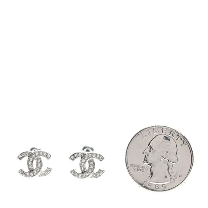 Chanel Crystal Timeless CC Earrings Silver 2 of 5