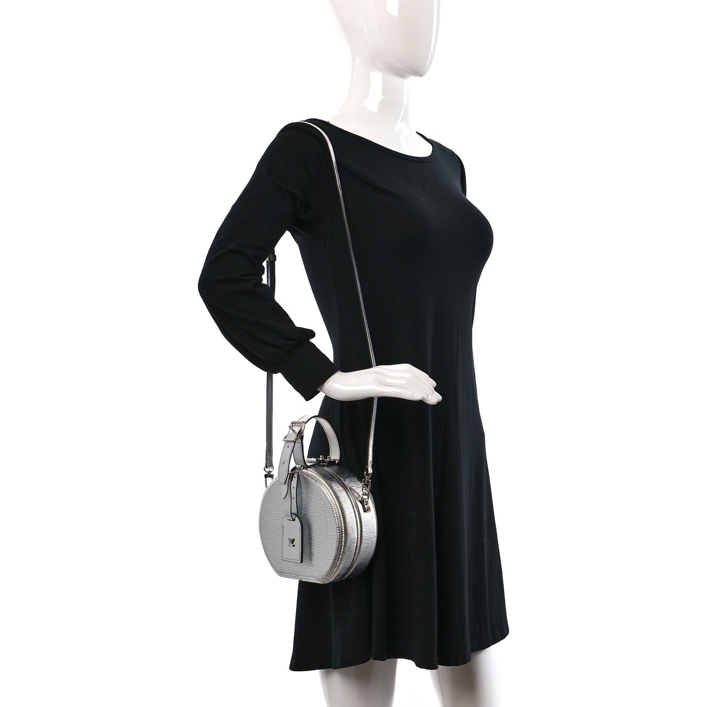 Metallic Epi Petite Boite Chapeau Silver