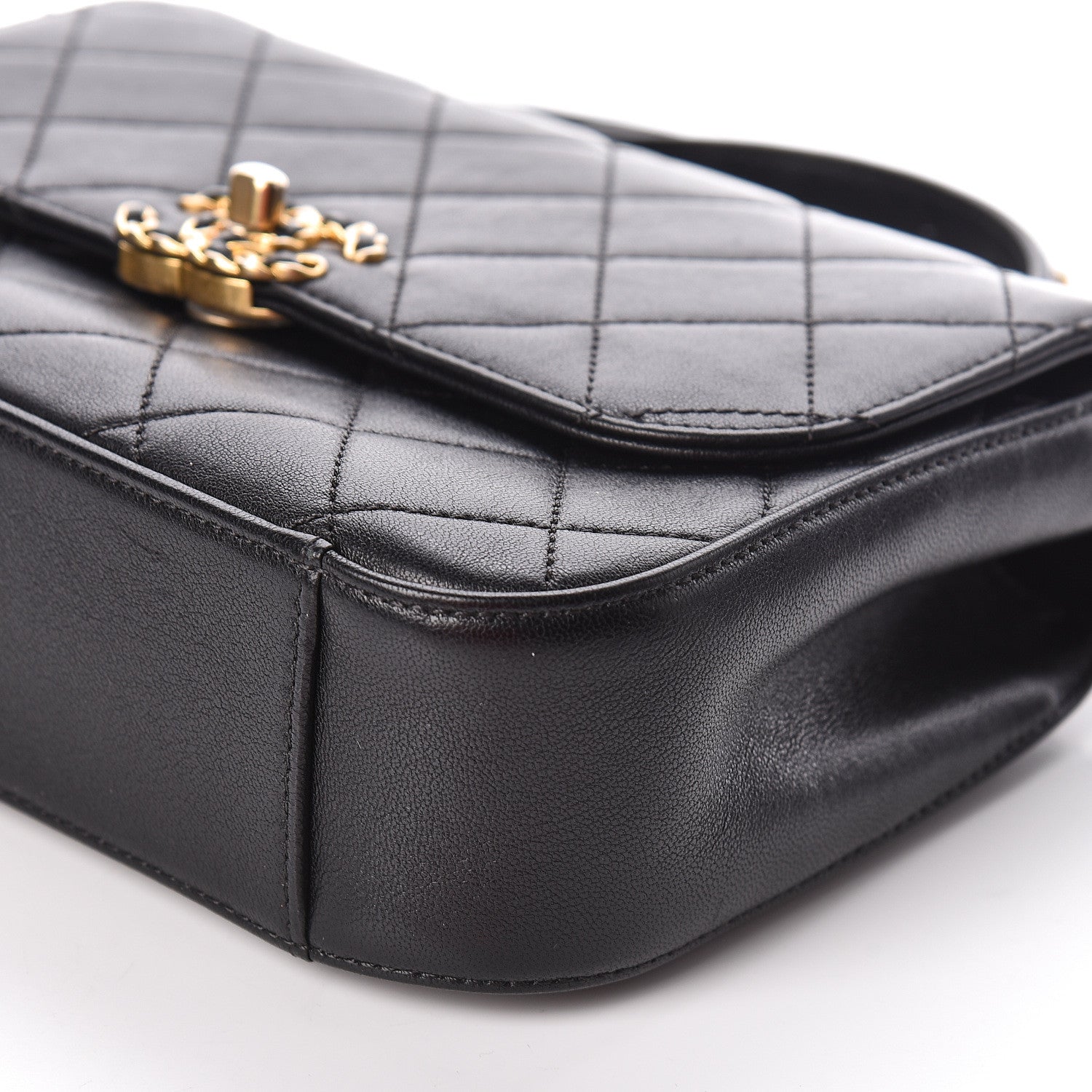 Chanel Lambskin Quilted Chain Infinity Top Handle Flap Black 9 of 9