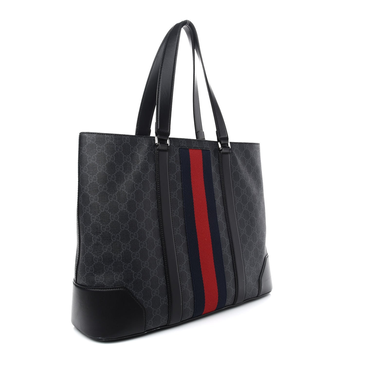 Gucci GG Supreme Monogram Web Tote Black Grey 3 of 14