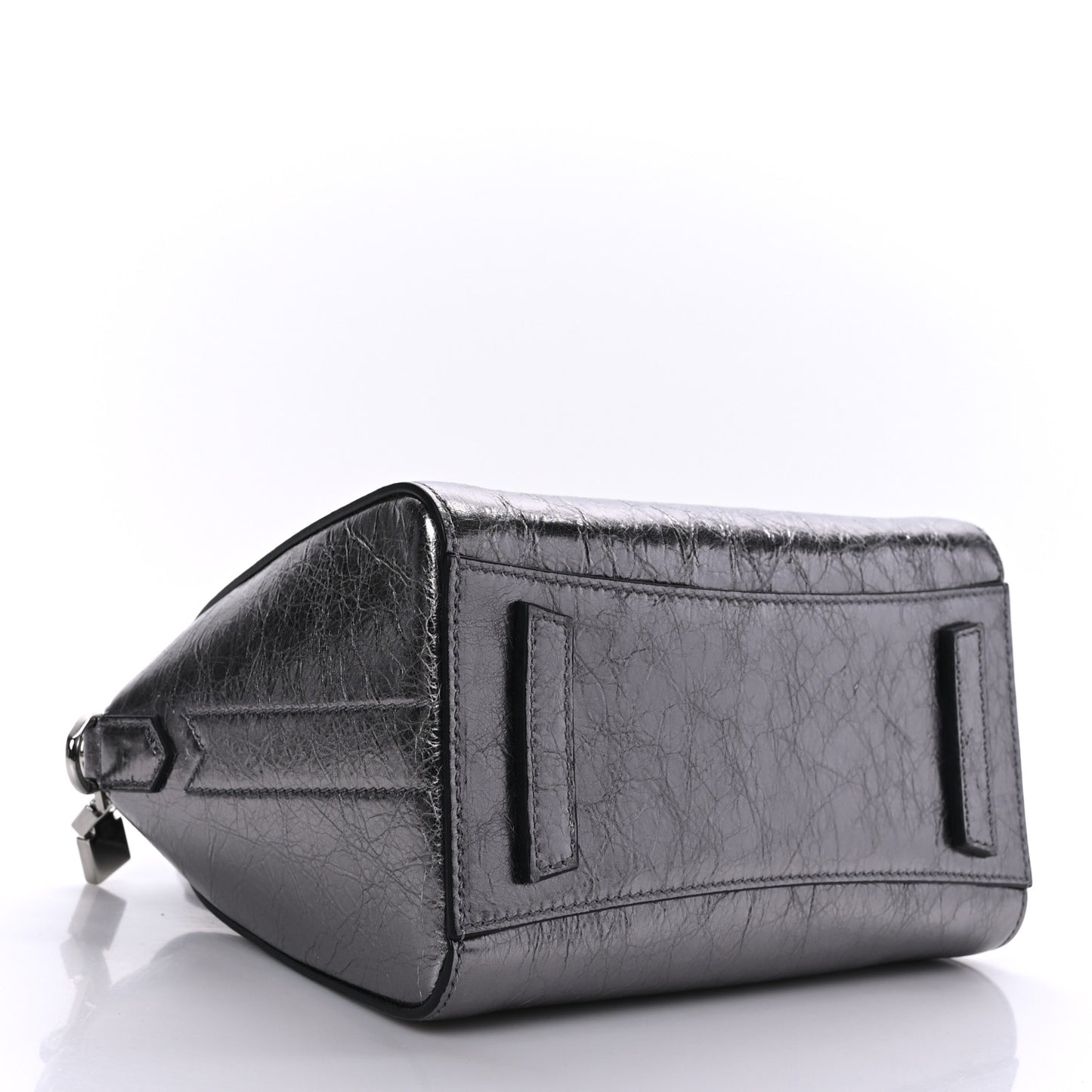 Laminated Lambskin Mini Antigona Silvery Grey