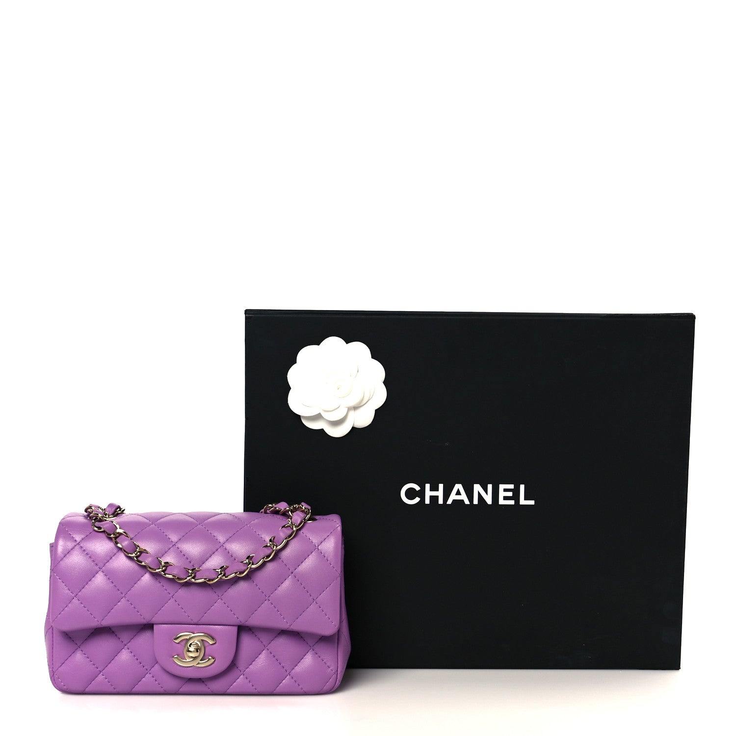 Chanel Lambskin Quilted Mini Rectangular Flap Purple 12 of 12
