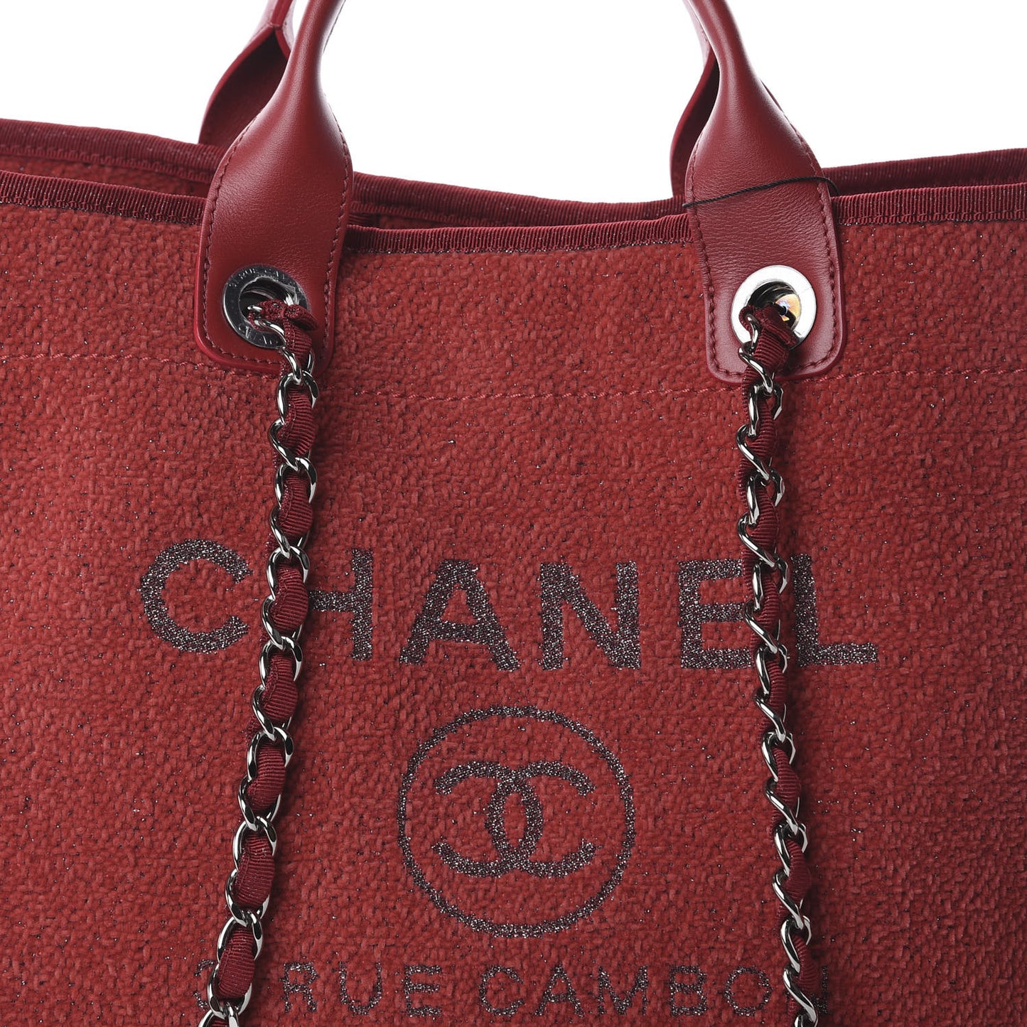 Lurex Boucle Medium Deauville Tote Red