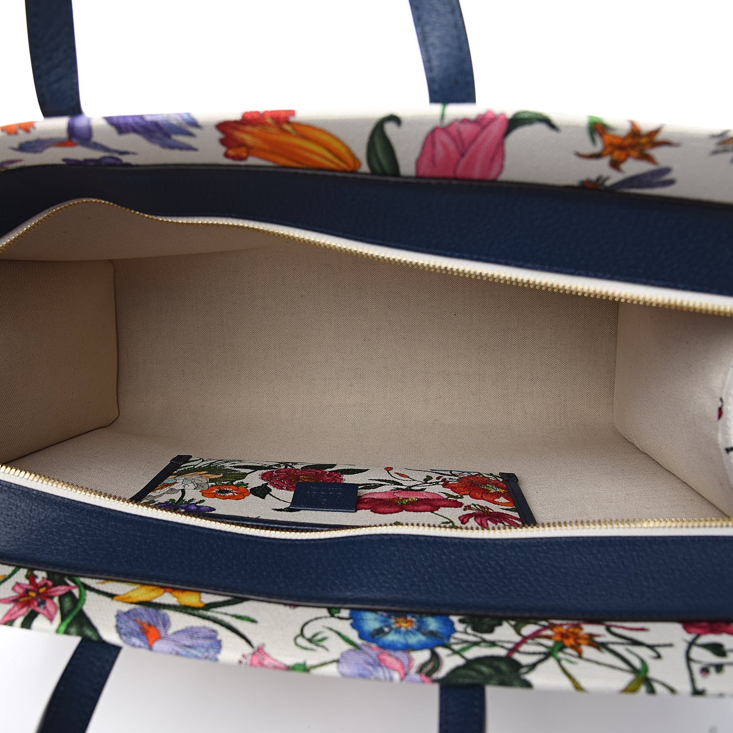 Gucci Canvas Large Flora Tote Navy Multicolor 5 of 10