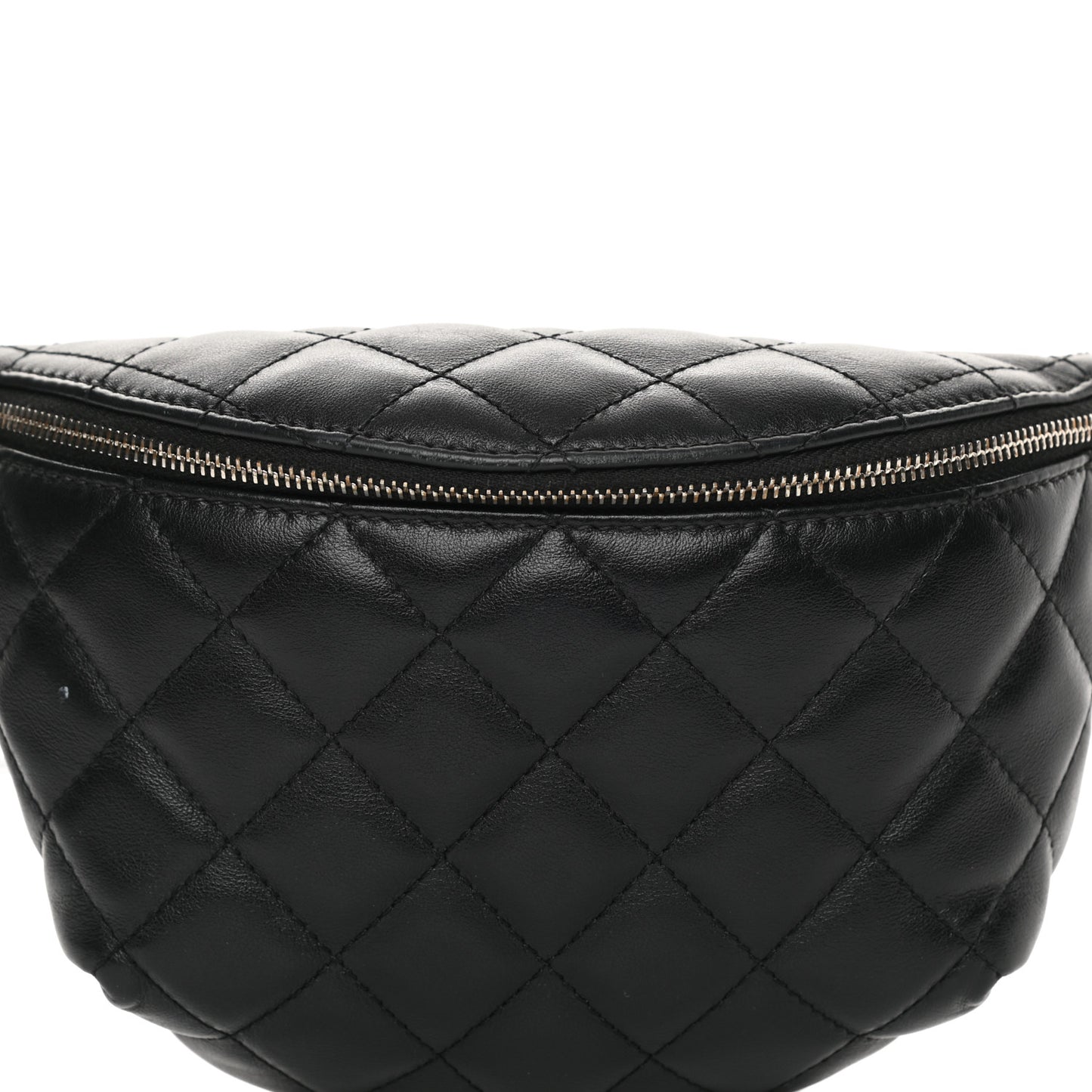 Lambskin Quilted Waist Belt Bag Black