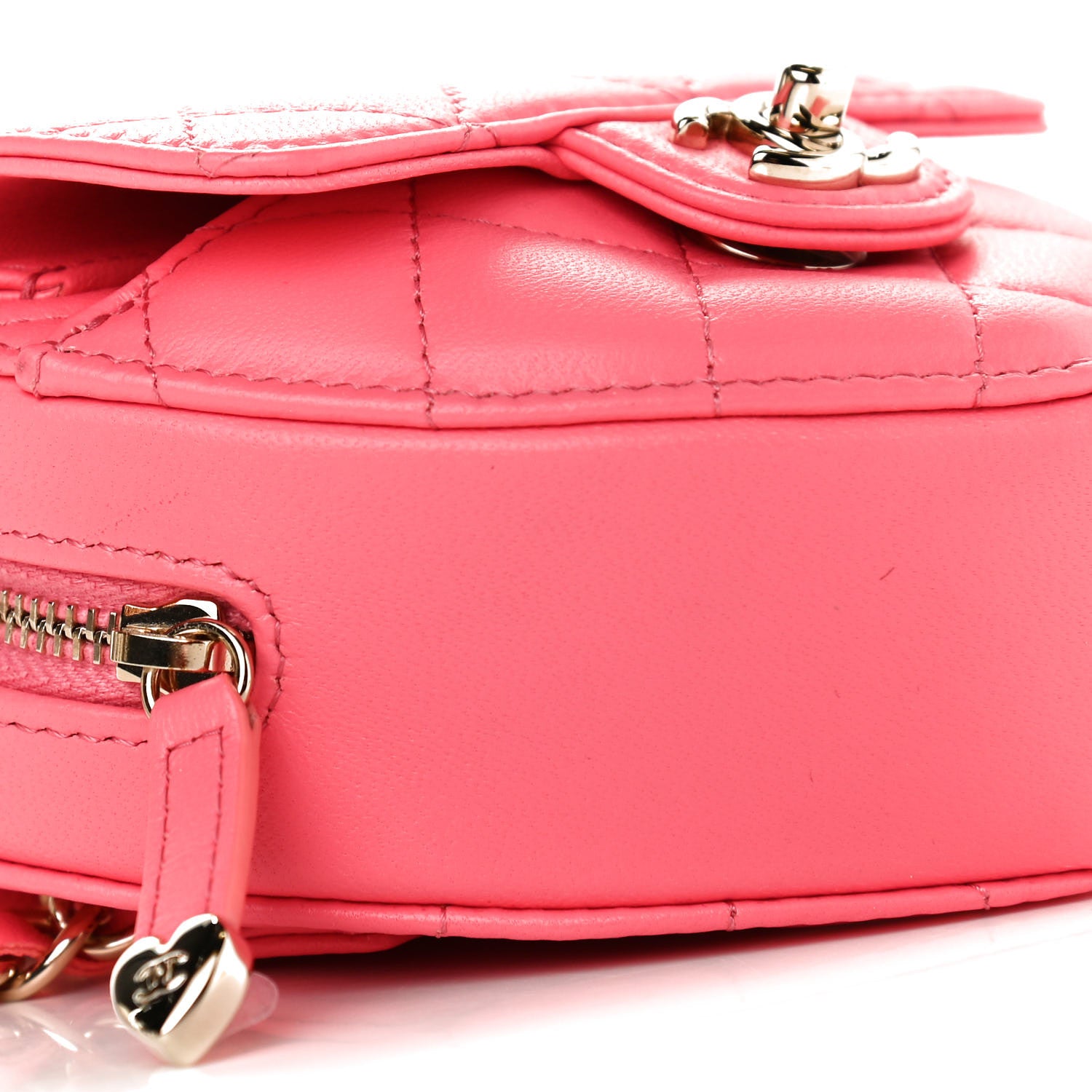 Chanel Lambskin Quilted CC In Love Heart Waist Belt Bag With Chain Pink 9 of 11