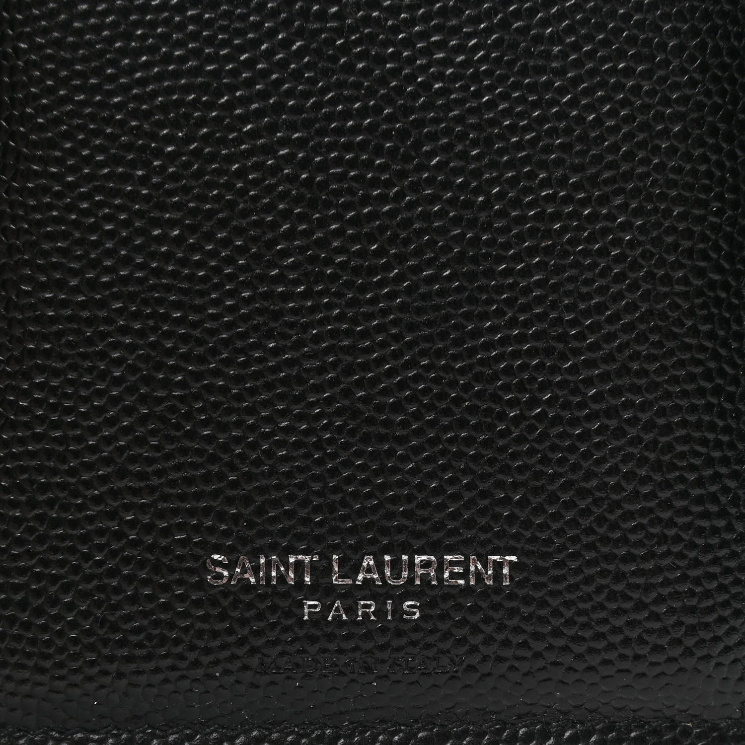 Saint Laurent Grain De Poudre Matelasse Chevron Monogram Compact Tri Fold Wallet Black 6 of 6