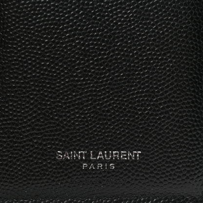 Saint Laurent Grain De Poudre Matelasse Chevron Monogram Compact Tri Fold Wallet Black 6 of 6