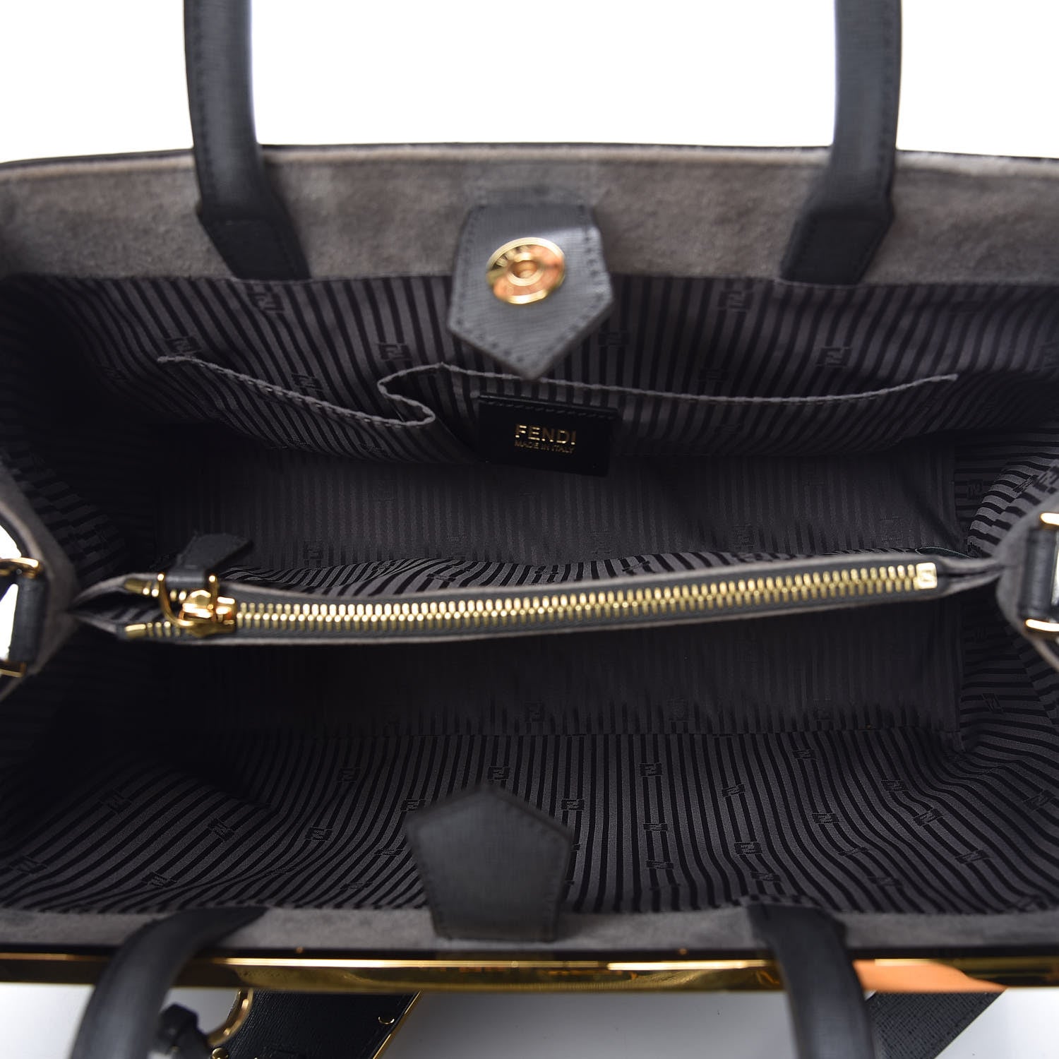 Fendi Vitello Elite Flamingo Regular 2Jours Tote Grigio Grigio Chiaro 6 of 8