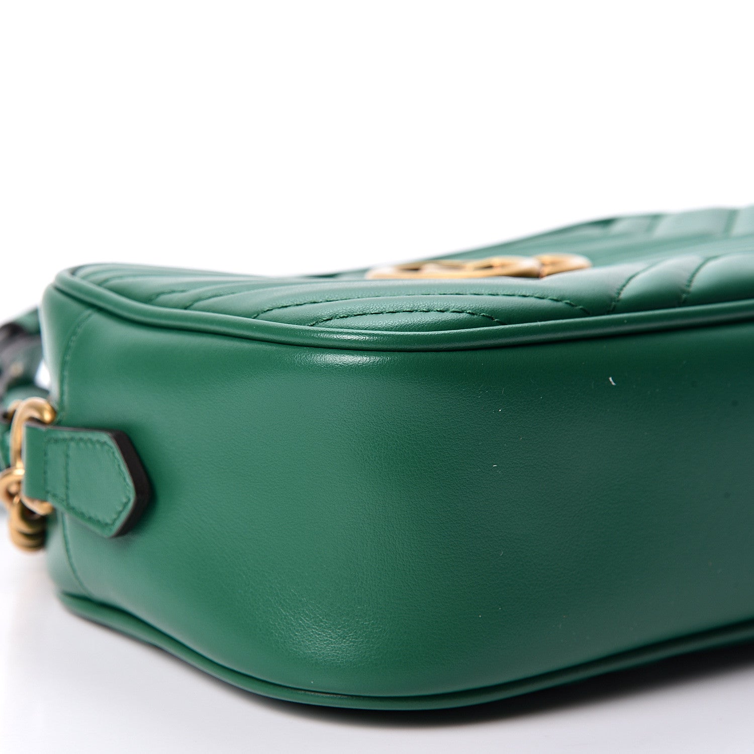 Gucci Calfskin Matelasse Small GG Marmont Chain Shoulder Bag Emerald Green 6 of 10