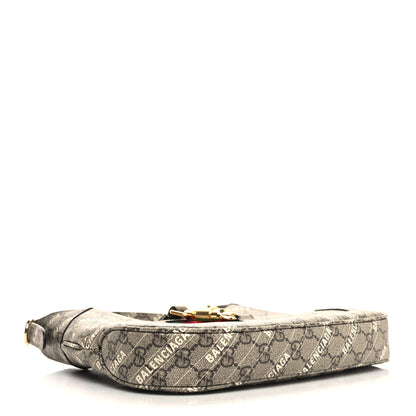 Gucci X BALENCIAGA GG Supreme Monogram Striped Logo Print Web Small Jackie 1961 Hobo Beige Ebony Mystic White 4 of 10