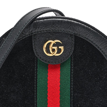 Gucci Suede Patent Web Mini Ophidia Round Shoulder Bag Black 8 of 10