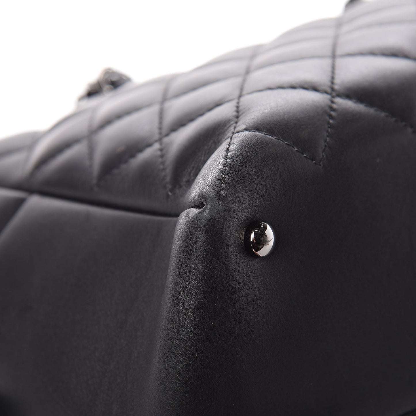 Calfskin Quilted Feather Weight Bowling Bag Black