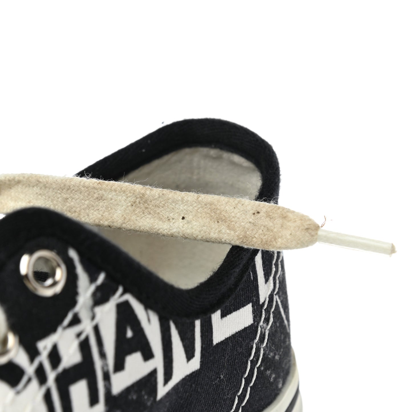 Printed Fabric Low Top Logo Sneakers 35.5 White Black