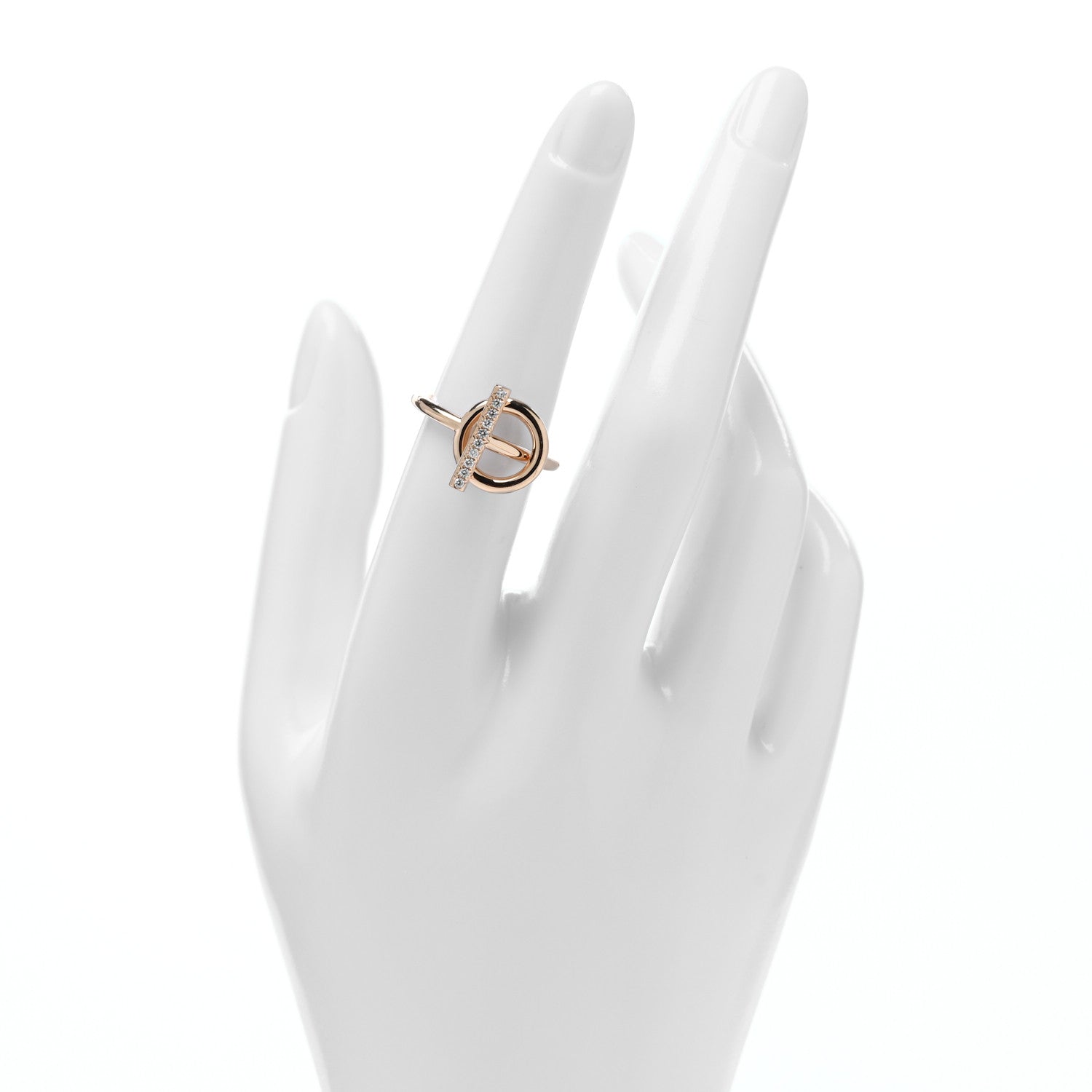 Hermes 18K Rose Gold Diamond PM Echappee Ring 52 6 2 of 5