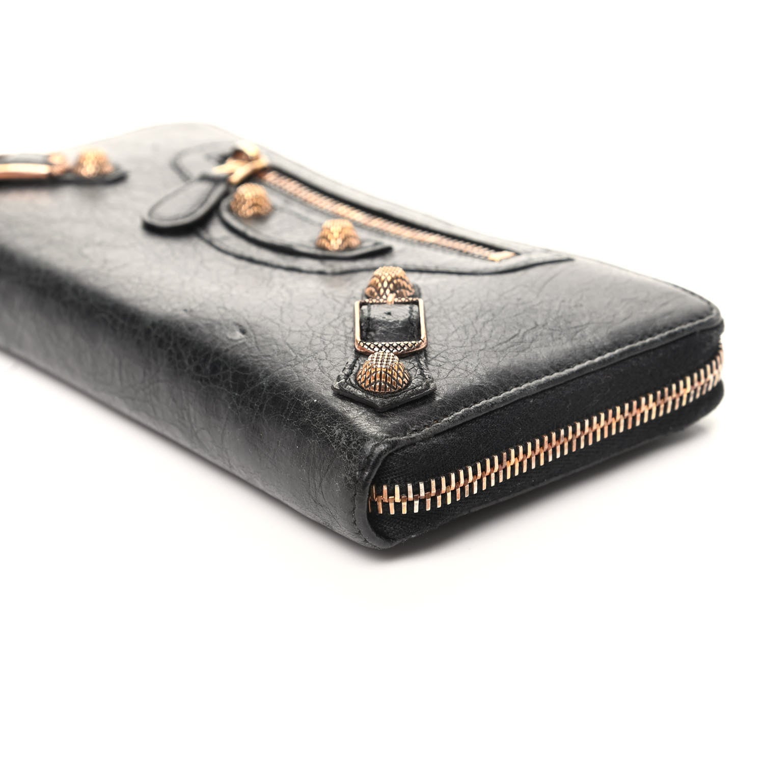 Balenciaga Agneau Giant 12 Rose Gold Hardware Continental Zip Around Wallet Black 8 of 8