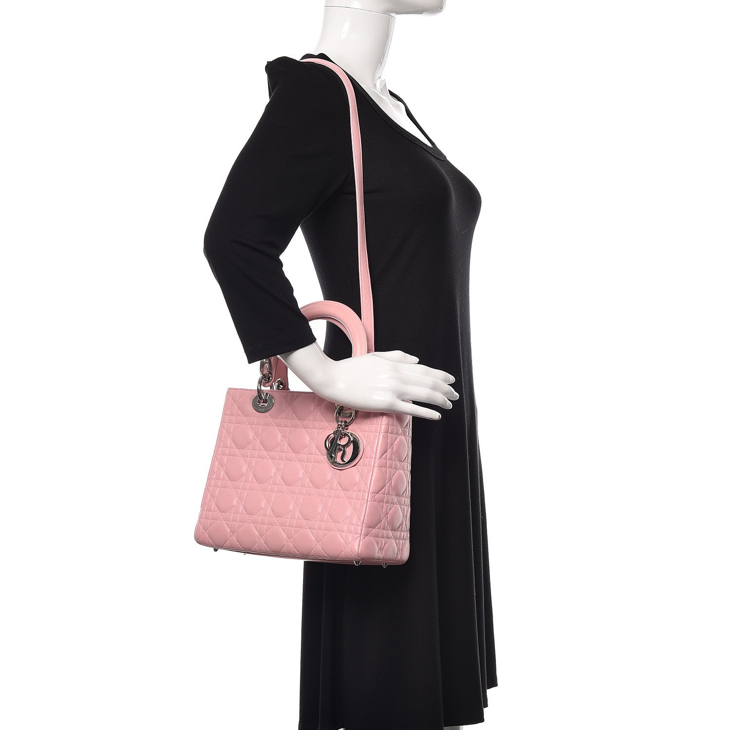 Christian Dior Lambskin Cannage Medium Lady Dior Pink 2 of 11