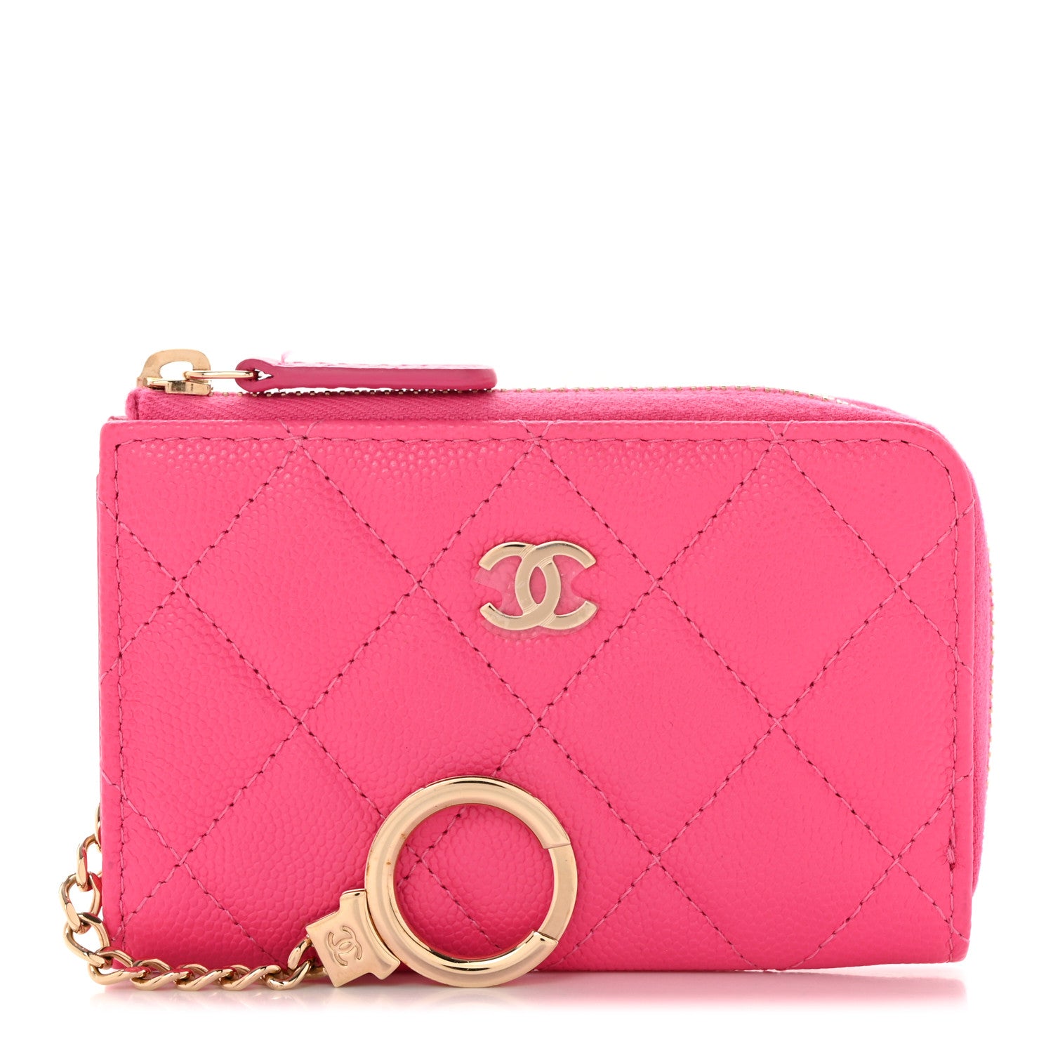 Chanel Caviar Quilted Zipped Key Holder Case Pink 1 of 8