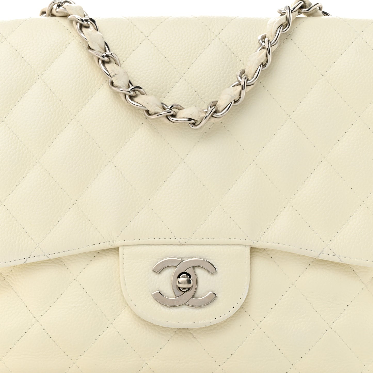 Caviar Quilted Jumbo Single Flap White