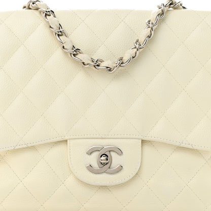 Chanel Caviar Quilted Jumbo Single Flap White 8 of 15